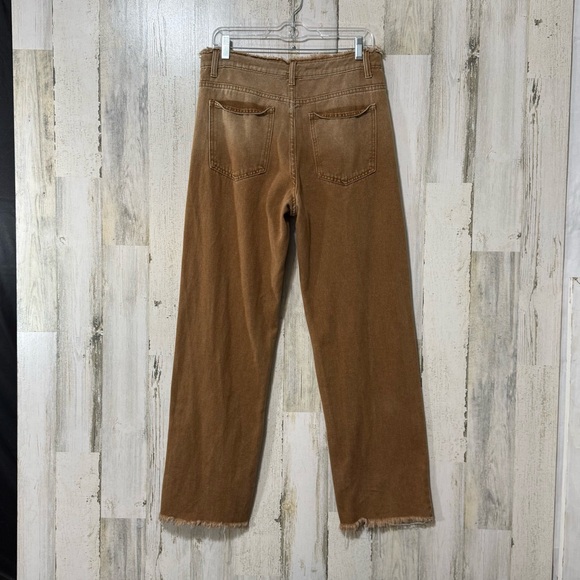 SHEIN Manfinity Brown Straight Jeans with Frayed Hem - Picture 8 of 14
